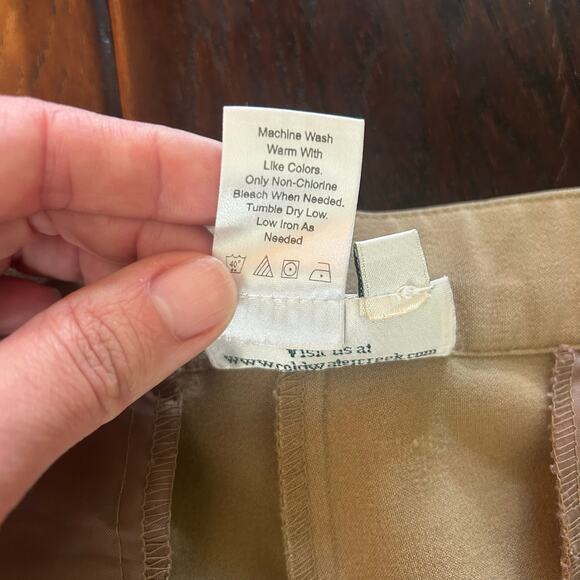 Coldwater Creek Khaki Pants size 14 Wide leg Relaxed fit three flaws Classic - Picture 3 of 10